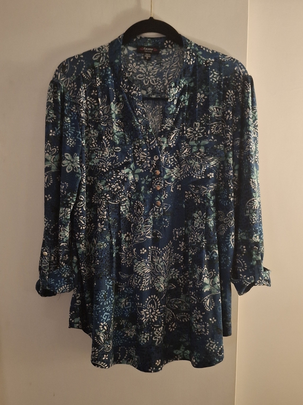 Cocomo Women's Floral Blue Peasant Blouse
